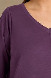 EVANS Plus Size Plum Purple Cotton T-Shirt | Evans 4