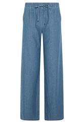LTS Tall Women's Blue Washed Pull On Wide Leg Jeans | Long Tall Sally 5