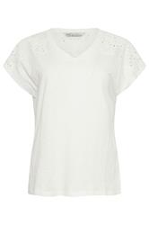 M&Co White Broderie V-Neck Cotton T-Shirt | M&Co  5