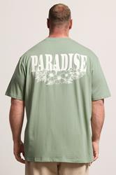 BadRhino Big & Tall Green Extra Long 'Paradise' Graphic T-Shirt 2