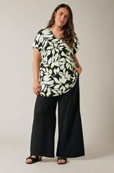 EVANS Plus Size Black Leaf Print Swing Top | Evans 1
