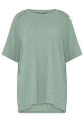 YOURS Curve Sage Green Button Detail Bubble Texture Top