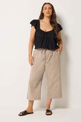 YOURS Plus Size Natural Brown Cropped Denim Trousers | Yours Clothing 1