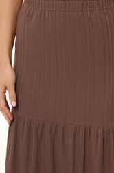 LTS Tall Chocolate Brown Textured Tiered Maxi Skirt | Long Tall Sally 5
