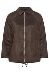 YOURS Curve Chcolate Brown Suedette Bomber Jacket