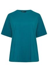 YOURS Curve Teal Blue Relaxed Longline T-Shirt