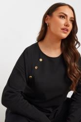 YOURS Plus Size Black Military Button Long Sleeve T-Shirt | Yours Clothing 4