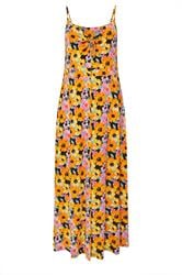 YOURS Curve Black & Orange Floral Print Maxi Dress