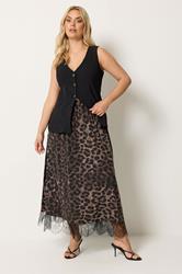 YOURS Plus Size Chocolate Brown Leopard Skirt | Yours Clothing 3