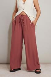 YOURS Plus Size Rust Orange Twill Wide Leg Trousers | Yours Clothing 1