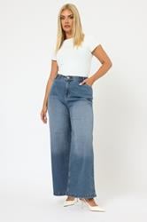 YOURS Plus Size Blue Wide Leg Slouchy Jeans | Yours Clothing 1