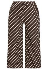 YOURS Plus Size Brown Striped Crinkle Wide Leg Trousers | Yours Clothing 5