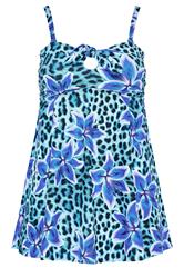 YOURS Plus Size Blue Animal Floral Tankini Top | Yours Clothing 7