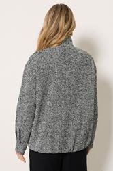 LTS Tall Women's Black Herringbone Funnel Neck Jacket | Long Tall Sally 2