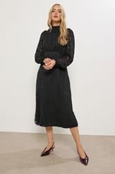 LTS Tall Black Animal Burnout Tie Midi Dress | Long Tall Sally  1