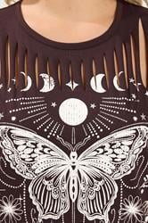 YOURS Plus Size Brown 'Mystic Soul' Laser Cut Slogan T-Shirt | Yours Clothing 4