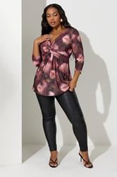 YOURS LONDON Plus Size Red Floral Knot Front Top | Yours Clothing 1