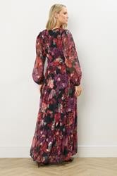LTS Tall Black Rose Jacquard Metallic Maxi Dress | Long Tall Sally 2
