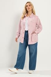 YOURS Plus Size Light Pink Carpenter Jacket | Yours Clothing 2