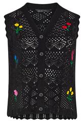 LIMITED COLLECTION Plus Size Black Floral Embroidered Knitted Waistcoat | Yours Clothing 5