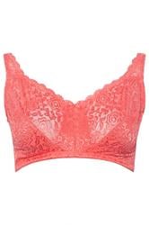 YOURS Curve Pink Hi Shine Lace Non-Padded Non-Wired Full Cup Bra