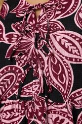 YOURS Plus Size Pink Paisley Bow Tie Detail Maxi Dress | Yours Clothing 5
