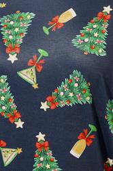 LIMITED COLLECTION Plus Size Navy Blue Christmas Tree Novelty Pyjama Set | Yours Clothing 4