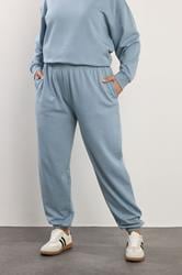 YOURS Plus Size Dusky Blue Cuffed Joggers | Yours Clothing 3