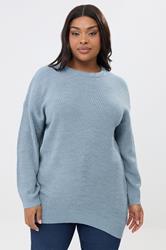 YOURS Plus Size Light Blue Essential Knitted Jumper | Yours Clothing 3