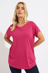YOURS Plus Size Hot Pink Core T-Shirt | Yours Clothing 3