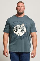 JACK & JONES Big & Tall Stormy Blue Cards Graphic T-Shirt | BadRhino 3