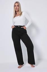 YOURS Plus Size Black Wide Leg Denim Jeans | Yours Clothing  1
