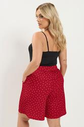 YOURS Plus Size Red Polka Dot Crinkle Shorts | Yours Clothing 2