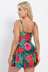 YOURS Plus Size Black Tropical Print Swimdress | Yours Clothing 4