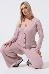 LIMITED COLLECTION Plus Size Pink Ribbed Button Cardigan | Yours Clothing 3