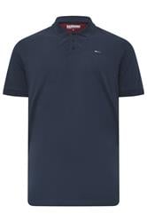 BadRhino Big & Tall Navy Blue & Red Contrast Polo Shirt
