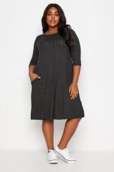 YOURS Plus Size Black Polka Dot Pocket Dress 1