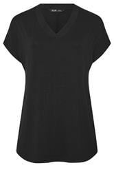 YOURS Curve Black Grown-On Sleeve T-Shirt