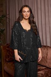 EVANS Plus Size Black Sequin Embellished Kimono | Evans  3