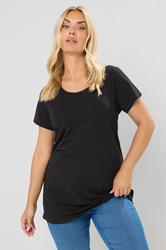 Plus Size Black Longline T-Shirt | Yours Clothing 3