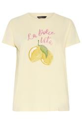 YOURS Curve Yellow Beaded Lemon Graphic T-Shirt