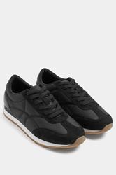 Black Quilted Trainers In Wide E Fit | Yours Clothing 3