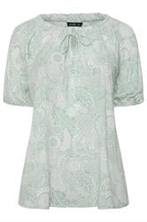 YOURS Curve Sage Green Textured Ditsy Floral Top