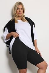 Black Essential Cotton Cycling Shorts | Yours Clothing 1