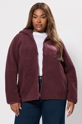 YOURS Plus Size Burgundy Red Hooded Pocket Fleece Jacket | Yours Clothing 1