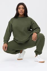 YOURS Plus Size Khaki Green Sweatshirt & Cuffed Jogger Set | Yours Clothing 1