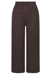 YOURS Plus Size Chocolate Brown Polka Dot Wide Leg Trousers | Yours Clothing 6