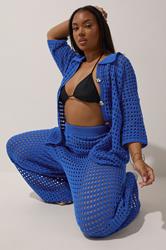 LIMITED COLLECTION Plus Size Cobalt Blue Crochet Shirt | Yours Clothing 5