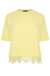 LIMITED COLLECTION Curve Yellow Lace Hem T-Shirt