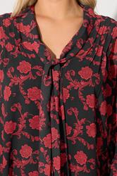 YOURS LONDON Plus Size Black Floral Pintuck Bow Tie Blouse | Yours Clothing 4